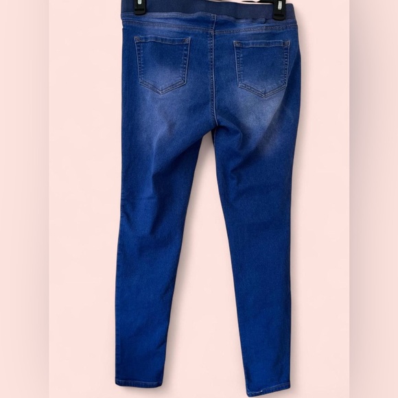 Juniors Large Women’s Medium Lei Blue Denim Pull On Dorm Skinny Jegging Jeans - Picture 2 of 8